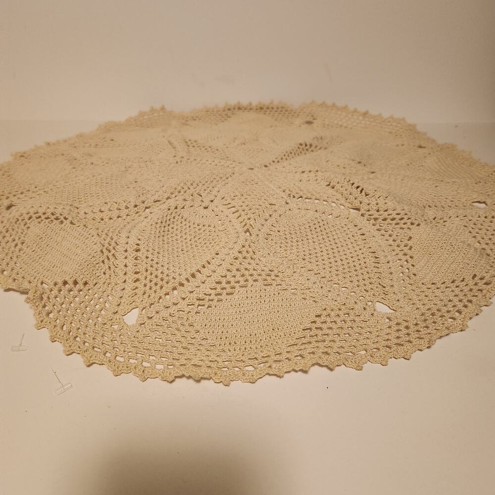 Hand Made Crotched Doily 19" Beige